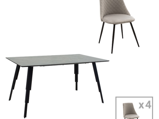ΤΡΑΠΕΖΑΡΙΑ LIFO-GISELLE  PAKOWORLD ΣΕΤ 5ΤΜΧ MDF CEMENT-ΓΚΡΙ 140X80X75ΕΚ