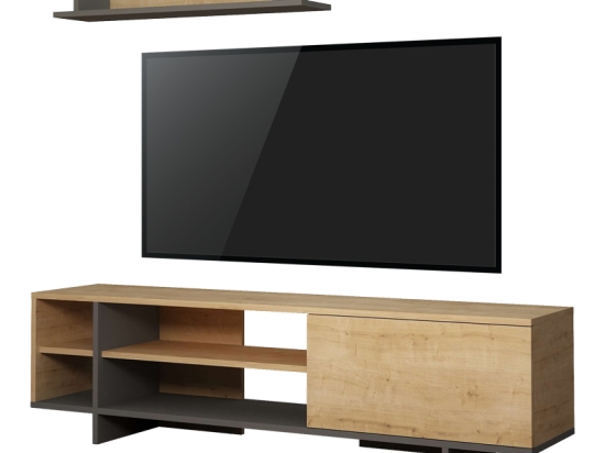 ΣΥΝΘΕΤΟ ΣΑΛΟΝΙΟΥ SALOON PAKOWORLD ΣΕ ΑΝΘΡΑΚΙ-OAK ΑΠΟΧΡΩΣΗ 160X35.5X44ΕΚ