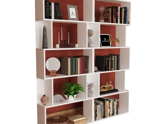 ΒΙΒΛΙΟΘΗΚΗ BOOKY PAKOWORLD 12 ΡΑΦΙΩΝ ΛΕΥΚΟ ΜΕΛΑΜΙΝΗΣ 120X20X175ΕΚ