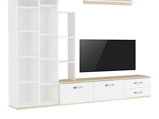 ΣΥΝΘΕΤΟ ΣΑΛΟΝΙΟΥ LEMAN PAKOWORLD ΣΕ ΛΕΥΚΗ-OAK ΑΠΟΧΡΩΣΗ 240X35X154ΕΚ