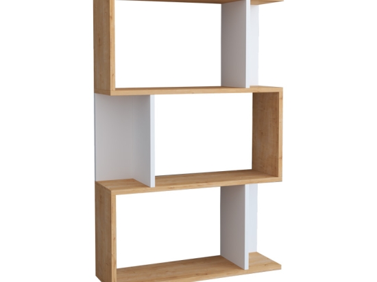 ΒΙΒΛΙΟΘΗΚΗ KADU PAKOWORLD ΣΕ OAK-ΛΕΥΚΗ ΑΠΟΧΡΩΣΗ  72X22X108ΕΚ
