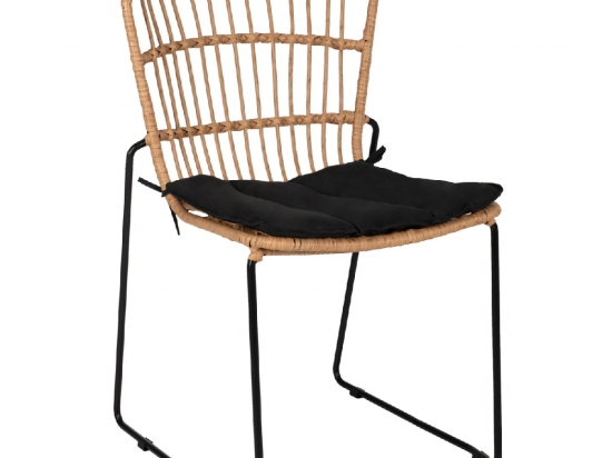 ΚΑΡΕΚΛΑ ΚΗΠΟΥ ARTELIBRE ALFENUS ΦΥΣΙΚΟ/ΜΑΥΡΟ RATTAN/ΜΕΤΑΛΛΟ 50X55X84CM