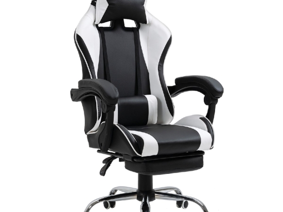 ΚΑΡΕΚΛΑ ΓΡΑΦΕΙΟΥ ARTELIBRE GAMING BRAY ΛΕΥΚΟ/ΜΑΥΡΟ PVC 67X50X120-127CM