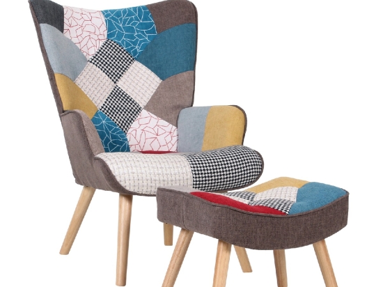 ΠΟΛΥΘΡΟΝΑ ΜΠΕΡΖΕΡΑ ΜΕ ΥΠΟΠΟΔΙΟ ARTELIBRE BRIAR PATCHWORK ΥΦΑΣΜΑ/ΞΥΛΟ 73X69X96CM