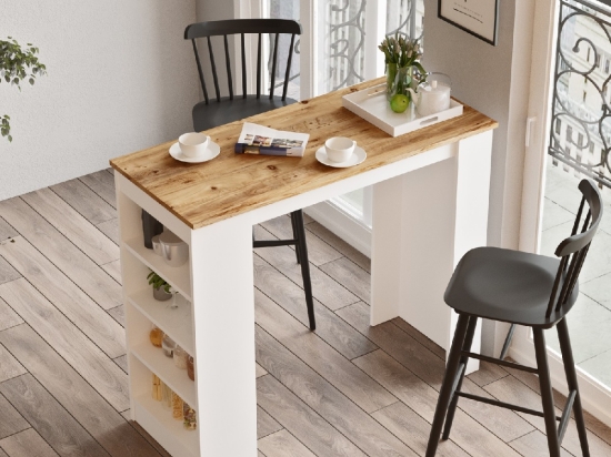 ΤΡΑΠΕΖΙ BAR ARTELIBRE BROCKLEY ΠΕΥΚΟ/ΛΕΥΚΟ ΜΟΡΙΟΣΑΝΙΔΑ 120X51.6X101.8CM