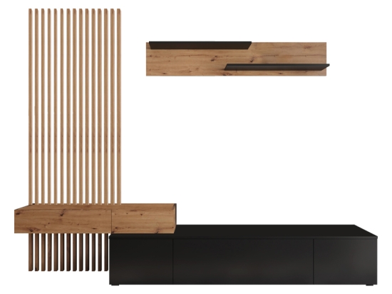 ΣΥΝΘΕΤΟ ΣΑΛΟΝΙΟΥ LITENDE PAKOWORLD ΜΑΥΡΟ-SONOMA ΜΕΛΑΜΙΝΗΣ 249.5X42X199.5ΕΚ