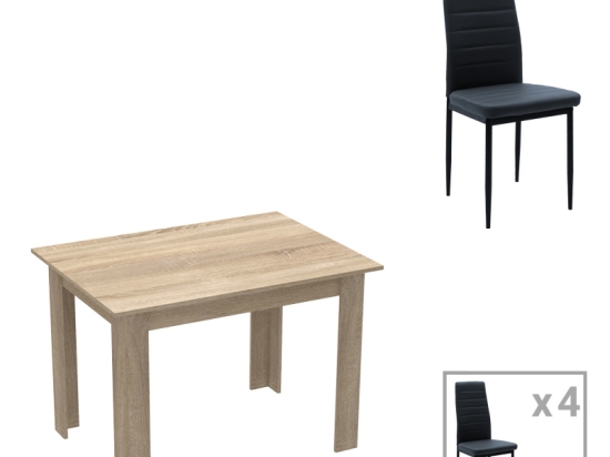 ΤΡΑΠΕΖΑΡΙΑ MANKA-PARKER PAKOWORLD ΣΕΤ 5ΤΕΜ MDF ΣΕ ΜΑΥΡΗ-SONOMA ΑΠΟΧΡΩΣΗ 110X80X77ΕΚ