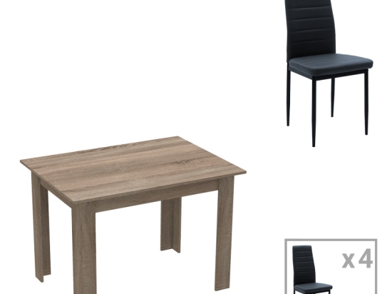 ΤΡΑΠΕΖΑΡΙΑ MANKA-PARKER PAKOWORLD ΣΕΤ 5ΤΕΜ MDF ΣΕ ΜΑΥΡΗ-SONOMA TRUFFLE ΑΠΟΧΡΩΣΗ 110X80X77ΕΚ