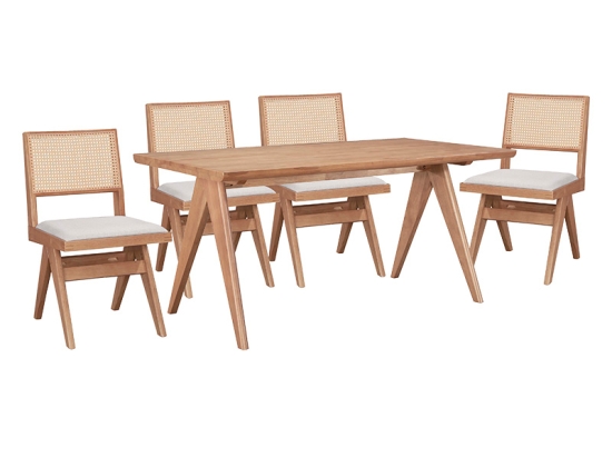 ΤΡΑΠΕΖΑΡΙΑ WINSLOW PAKOWORLD ΣΕΤ 5ΤΕΜ ΞΥΛΟ RUBBERWOOD ΑΝΟΙΧΤΟ ΚΑΡΥΔΙ 160X85X75ΕΚ