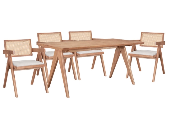 ΤΡΑΠΕΖΑΡΙΑ WINSLOW Ι PAKOWORLD ΣΕΤ 5ΤΕΜ ΞΥΛΟ RUBBERWOOD ΑΝΟΙΧΤΟ ΚΑΡΥΔΙ 160X85X75ΕΚ