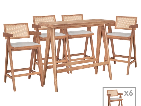 ΤΡΑΠΕΖΑΡΙΑ ΜΠΑΡ WINSLOW I PAKOWORLD ΣΕΤ 7ΤΕΜ ΞΥΛΟ RUBBERWOOD ΑΝΟΙΧΤΟ ΚΑΡΥΔΙ 120X45X100ΕΚ