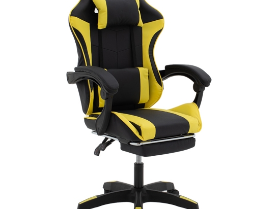 ΚΑΡΕΚΛΑ ΓΡΑΦΕΙΟΥ RUNNER GAMING PAKOWORLD PVC ΜΑΥΡΟ-ΥΦΑΣΜΑ ΚΙΤΡΙΝΟ