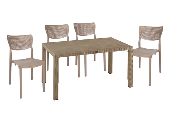 ΤΡΑΠΕΖΑΡΙΑ EXPLORE-IGNITE PAKOWORLD ΣΕΤ 5ΤΕΜ PP CAPPUCCINO 150X90X73,5ΕΚ.