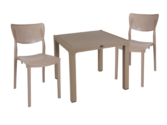 ΤΡΑΠΕΖΑΡΙΑ EXPLORE-IGNITE PAKOWORLD ΣΕΤ 3ΤΕΜ PP CAPPUCCINO 90X90X73,5ΕΚ