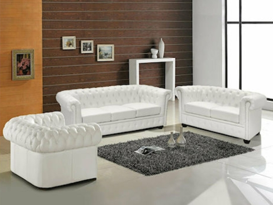 ΣΕΤ ΣΑΛΟΝΙ 2/ΘΕΣΙΟ & 3/ΘΕΣΙΟ & ΠΟΛΥΘΡΟΝΑ CHESTERFIELD ΛΕΥΚΟ ΜΑΤ