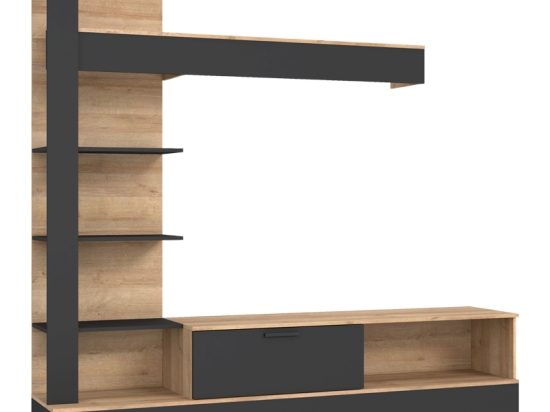 ΣΥΝΘΕΤΟ ΣΑΛΟΝΙΟΥ DRANKO PAKOWORLD ΜΑΥΡΟ-OAK ΜΕΛΑΜΙΝΗΣ 205X41.5X192ΕΚ
