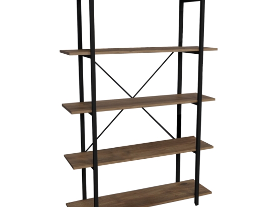 ΒΙΒΛΙΟΘΗΚΗ RESON PAKOWORLD OAK ΜΕΛΑΜΙΝΗΣ-ΜΑΥΡΟ ΜΕΤΑΛΛΟ 120X34X180ΕΚ