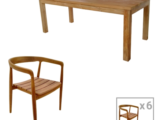 ΤΡΑΠΕΖΑΡΙΑ 7ΤΕΜ.NOODY-WOOLY PAKOWORLD TEAK ΞΥΛΟ ΣΕ ΦΥΣΙΚΗ ΑΠΟΧΡΩΣΗ