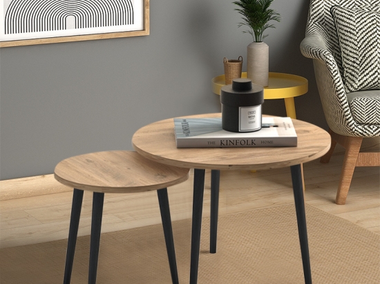 ΤΡΑΠΕΖΑΚΙ ΣΑΛΟΝΙΟΥ ΣΕΤ 2 ΤΜΧ ROMA MEGAPAP ΧΡΩΜΑ OAK 60X60X46ΕΚ.