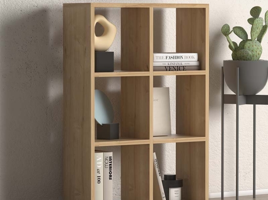 ΒΙΒΛΙΟΘΗΚΗ CUBE MEGAPAP ΑΠΟ ΜΕΛΑΜΙΝΗ ΧΡΩΜΑ OAK 73,5X34X109ΕΚ.