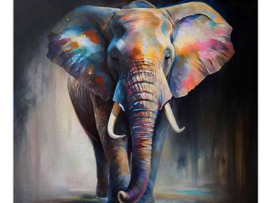ΠΙΝΑΚΑΣ ΣΕ ΚΑΜΒΑ "COLORFUL ELEPHANT" MEGAPAP ΨΗΦΙΑΚΗΣ ΕΚΤΥΠΩΣΗΣ 100X100X3ΕΚ.