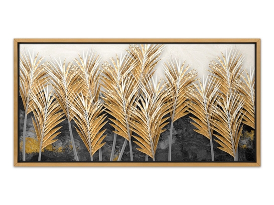 ΠΙΝΑΚΑΣ ΣΕ ΚΑΜΒΑ "GOLD LEAVES" MEGAPAP ΨΗΦΙΑΚΗΣ ΕΚΤΥΠΩΣΗΣ ΜΕ ΚΟΡΝΙΖΑ ΧΡΩΜΑ ΧΡΥΣΟ 140X70X3ΕΚ.