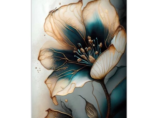 ΠΙΝΑΚΑΣ ΣΕ ΚΑΜΒΑ "EMERALD GOLDEN FLOWER" MEGAPAP ΨΗΦΙΑΚΗΣ ΕΚΤΥΠΩΣΗΣ 70X100X3ΕΚ.