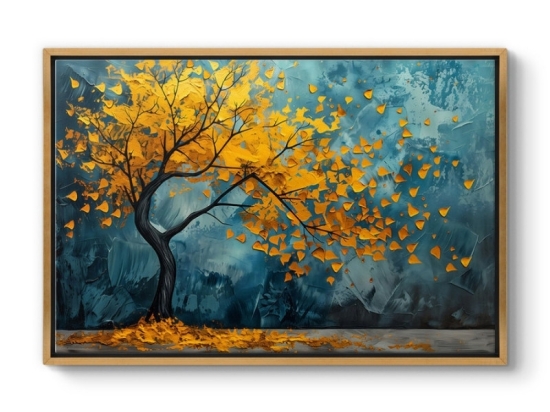 ΠΙΝΑΚΑΣ ΣΕ ΚΑΜΒΑ "WINDBLOWN TREE" MEGAPAP ΨΗΦΙΑΚΗΣ ΕΚΤΥΠΩΣΗΣ ΜΕ ΚΟΡΝΙΖΑ ΧΡΩΜΑ ΧΡΥΣΟ 140X100X3ΕΚ.
