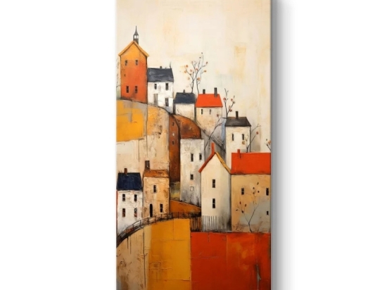 ΠΙΝΑΚΑΣ ΣΕ ΚΑΜΒΑ "HOUSES ON THE HILL" MEGAPAP ΨΗΦΙΑΚΗΣ ΕΚΤΥΠΩΣΗΣ 50X100X3ΕΚ.