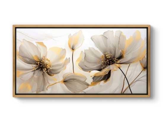 ΠΙΝΑΚΑΣ ΣΕ ΚΑΜΒΑ "ETHEREAL BLOSSOM" MEGAPAP ΨΗΦΙΑΚΗΣ ΕΚΤΥΠΩΣΗΣ ΜΕ ΚΟΡΝΙΖΑ ΧΡΩΜΑ ΧΡΥΣΟ 120X60X3ΕΚ.