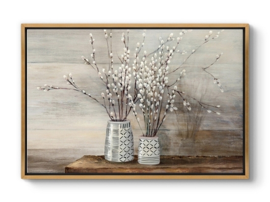 ΠΙΝΑΚΑΣ ΣΕ ΚΑΜΒΑ "WILLOW FLOWERS" MEGAPAP ΨΗΦΙΑΚΗΣ ΕΚΤΥΠΩΣΗΣ ΜΕ ΚΟΡΝΙΖΑ ΧΡΩΜΑ ΧΡΥΣΟ 140X100X3ΕΚ.