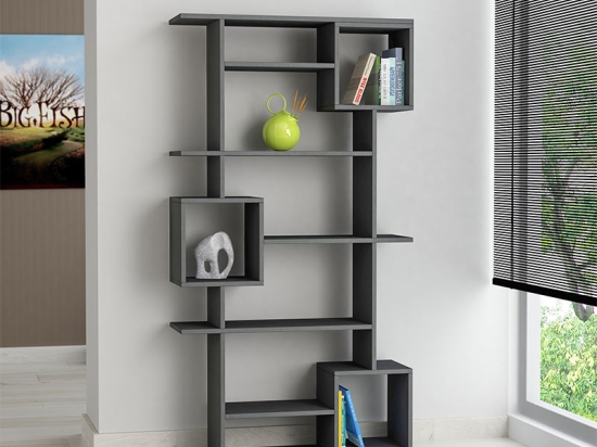 ΒΙΒΛΙΟΘΗΚΗ ΜΕΛΑΜΙΝΗΣ SOTO MEGAPAP ΧΡΩΜΑ ΑΝΘΡΑΚΙ 92X25X173ΕΚ.