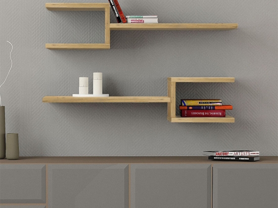 ΡΑΦΙΕΡΑ ΤΟΙΧΟΥ FORK MEGAPAP 2 ΤΕΜΑΧΙΩΝ ΧΡΩΜΑ SAPPHIRE OAK 75X19,5X18ΕΚ.
