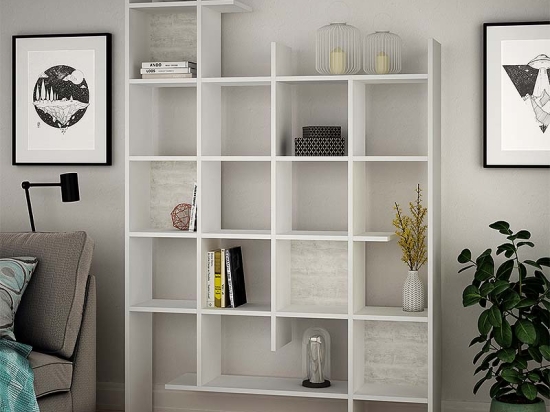 ΒΙΒΛΙΟΘΗΚΗ MANCO MEGAPAP ΧΡΩΜΑ ΛΕΥΚΟ 122X25,5X188ΕΚ.