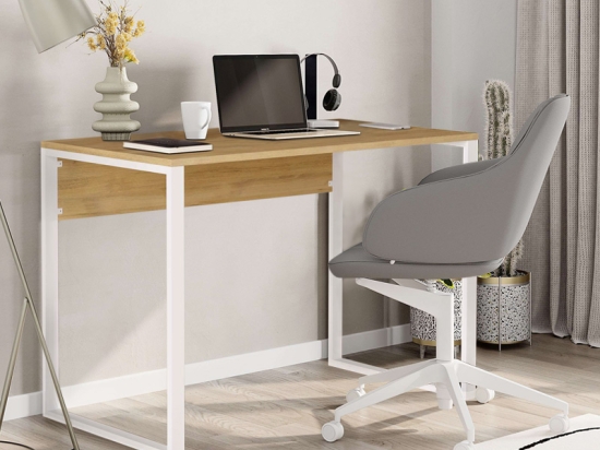 ΓΡΑΦΕΙΟ ΕΡΓΑΣΙΑΣ INNA MEGAPAP ΧΡΩΜΑ SAPPHIRE OAK - ΛΕΥΚΟ 110X60X75ΕΚ.