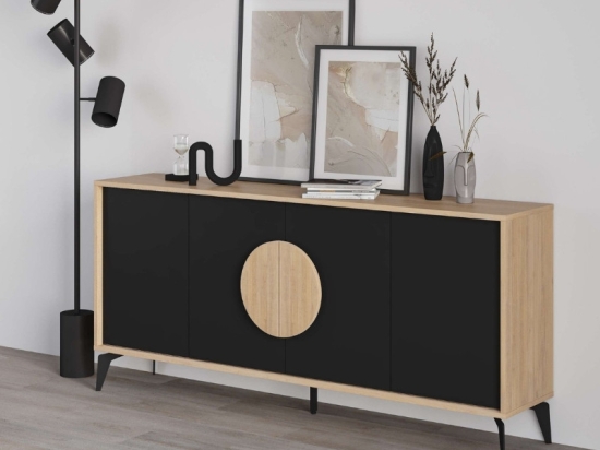 ΜΠΟΥΦΕΣ GORA MEGAPAP ΧΡΩΜΑ SAPPHIRE OAK - SILKY BLACK 180X40X82ΕΚ.