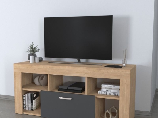 ΕΠΙΠΛΟ ΤΗΛΕΟΡΑΣΗΣ MIDILI MEGAPAP ΧΡΩΜΑ SAPPHIRE OAK - ΑΝΘΡΑΚΙ 135X42X60,7ΕΚ.