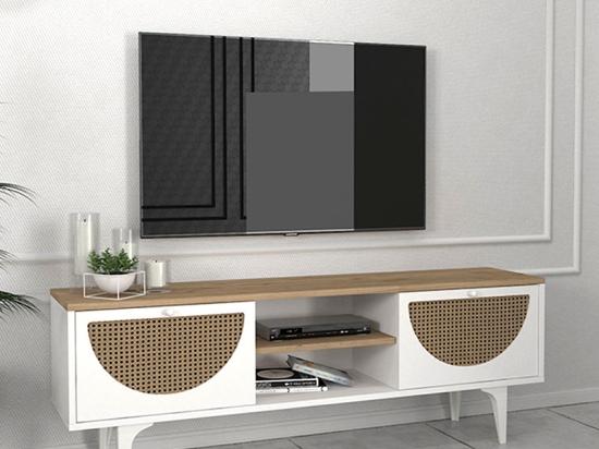 ΕΠΙΠΛΟ ΤΗΛΕΟΡΑΣΗΣ AURETA MEGAPAP ΧΡΩΜΑ ΛΕΥΚΟ - SAPPHIRE OAK 150X35X52,8 ΕΚ.