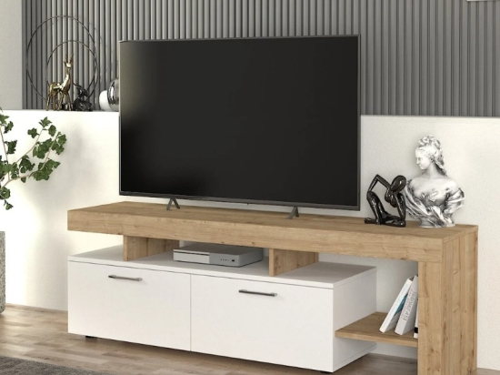 ΕΠΙΠΛΟ ΤΗΛΕΟΡΑΣΗΣ ACNES MEGAPAP ΧΡΩΜΑ ΛΕΥΚΟ - SAPPHIRE OAK 160X40X53ΕΚ.