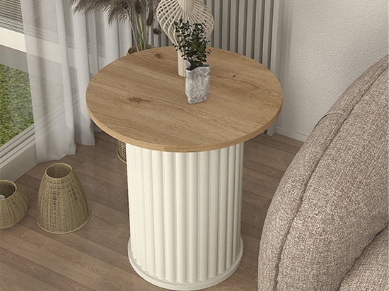 ΤΡΑΠΕΖΑΚΙ ΒΟΗΘΗΤΙΚΟ BOHEMA MEGAPAP ΧΡΩΜΑ IVORY - SEPET OAK Ø50X53,2ΕΚ.