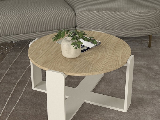 ΤΡΑΠΕΖΑΚΙ ΣΑΛΟΝΙΟΥ REBEL MEGAPAP ΧΡΩΜΑ ROTA OAK - SANDSTONE Ø70X38ΕΚ.