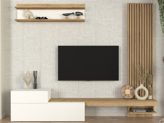 ΣΥΝΘΕΣΗ ΤΗΛΕΟΡΑΣΗΣ DUMONT MEGAPAP ΧΡΩΜΑ ΛΕΥΚΟ - SEPET OAK 240X36,8X200ΕΚ.