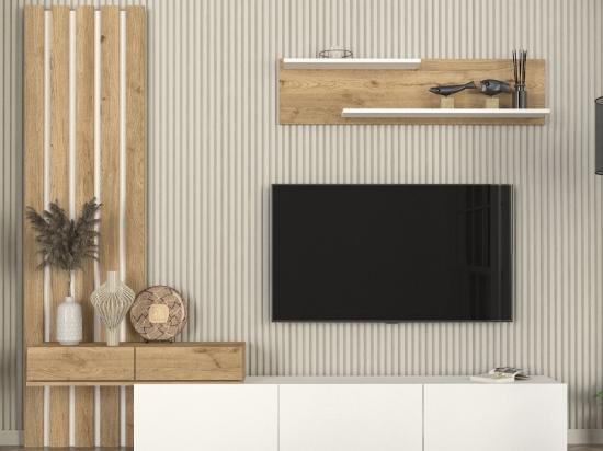 ΣΥΝΘΕΣΗ ΤΗΛΕΟΡΑΣΗΣ ROSALINE MEGAPAP ΧΡΩΜΑ ΛΕΥΚΟ - SEPET OAK 233X31,3X196,8ΕΚ.