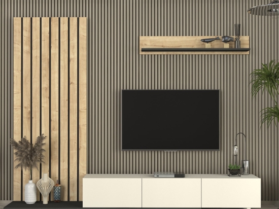 ΣΥΝΘΕΣΗ ΤΗΛΕΟΡΑΣΗΣ NAGINI MEGAPAP ΧΡΩΜΑ IVORY - SAPPHIRE OAK - ΑΝΘΡΑΚΙ 260X39,4X203,6ΕΚ.
