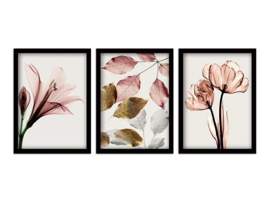 ΠΙΝΑΚΑΣ "PINK FLOWERS" MEGAPAP 3 ΤΜΧ. ΣΕ ΠΛΑΙΣΙΟ 35X45X2ΕΚ.