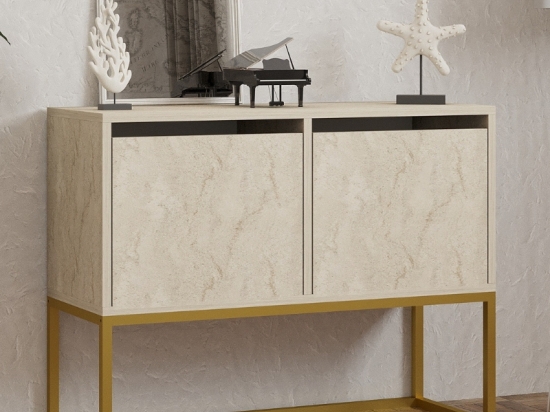 ΚΟΝΣΟΛΑ - ΜΠΟΥΦΕΣ ZERMAT MEGAPAP ΧΡΩΜΑ ΜΠΕΖ TRAVERTINE - ΧΡΥΣΟ 90X34X70ΕΚ.