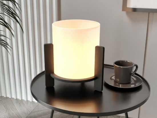 ΦΩΤΙΣΤΙΚΟ ΕΠΙΤΡΑΠΕΖΙΟ PINE MEGAPAP E27 MDF - ΥΦΑΣΜΑ PVC ΧΡΩΜΑ ΜΑΥΡΟ - ΚΡΕΜ Ø20X20ΕΚ.