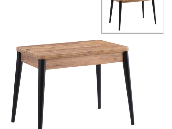 ΤΡΑΠΕΖΙ DOLUNAY MEGAPAP ΕΠΕΚΤΕΙΝΟΜΕΝΟ ΧΡΩΜΑ ATLANTIC PINE - ΜΑΥΡΟ 100X60(120X100)X79,5ΕΚ.