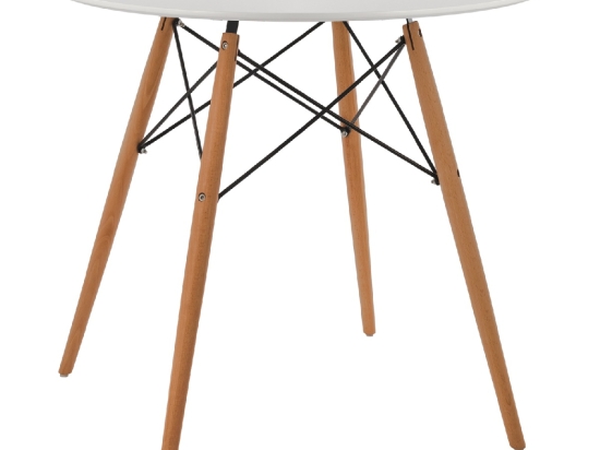 ΤΡΑΠΕΖΙ MINIMAL ΣΤΡΟΓΓΥΛΟ HM0059.01 MDF ΣΕ ΛΕΥΚΟ-ΠΟΔΙΑ ΟΞΙΑΣ ΦΥΣΙΚΟ Φ80Χ72Υεκ.