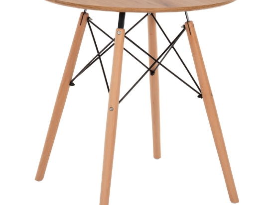 ΤΡΑΠΕΖΙ MINIMAL ΣΤΡΟΓΓΥΛΟ HM0059.04 MDF ΣΕ ΦΥΣΙΚΟ-ΠΟΔΙΑ ΟΞΙΑΣ ΦΥΣΙΚΟ Φ80Χ72Υεκ.